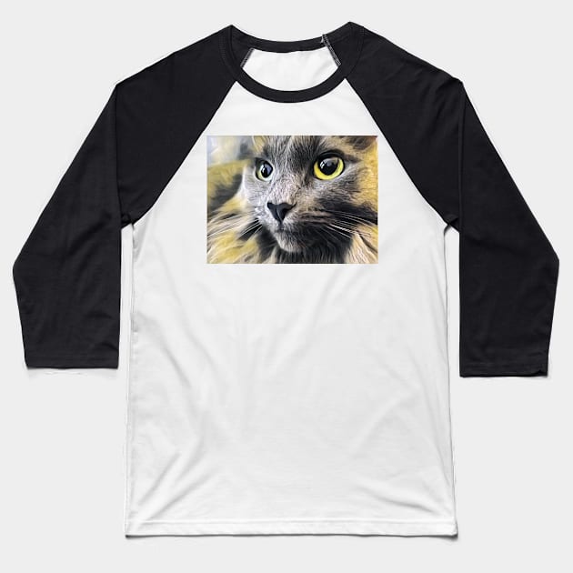 Stunning gray cat Baseball T-Shirt by PandLCreations